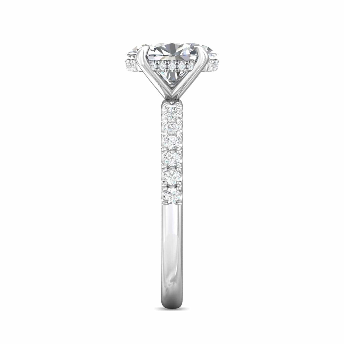 Platinum 4 Prong Diamond Engagement Setting with Hidden Halo