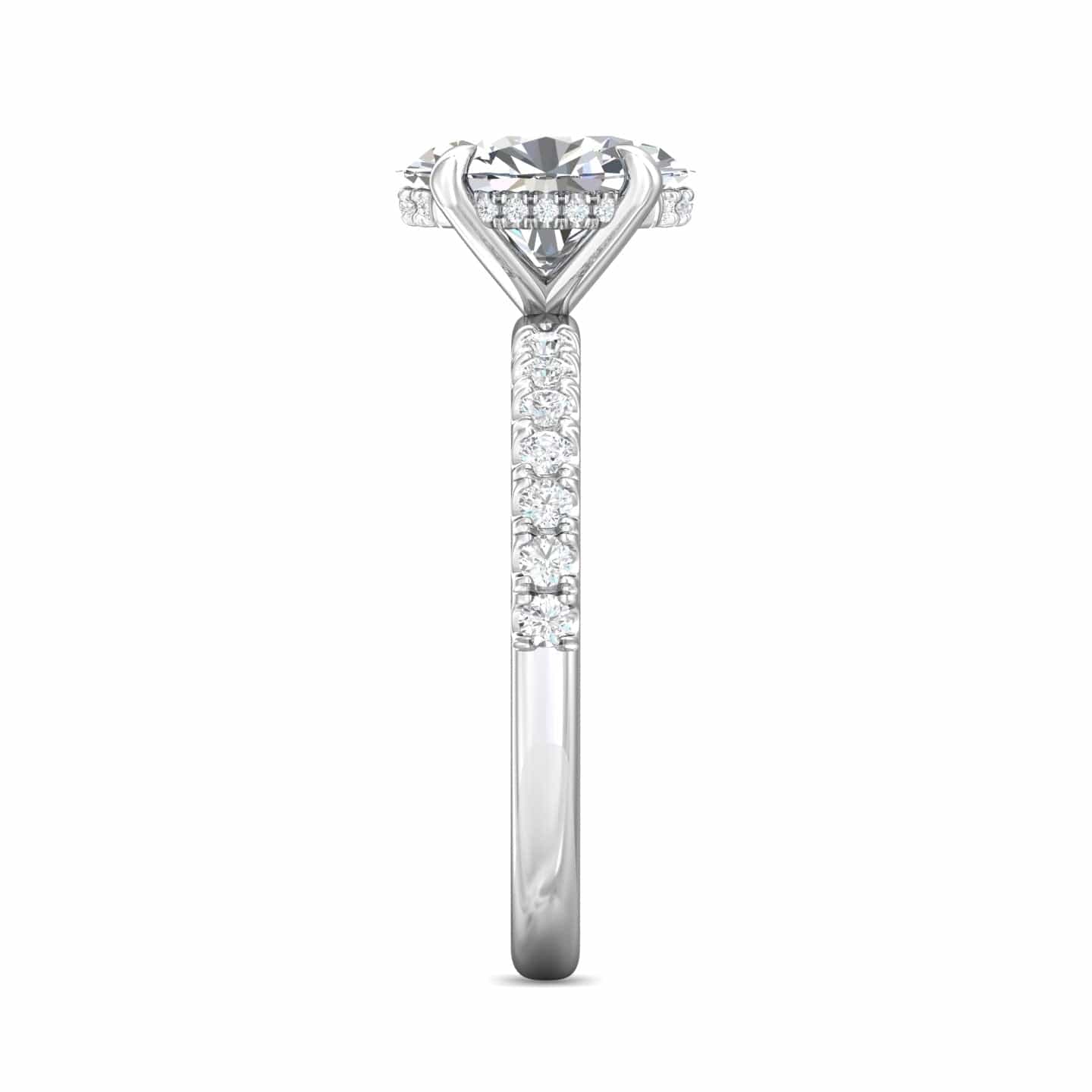 Platinum 4 Prong Diamond Engagement Setting with Hidden Halo