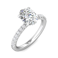 Platinum 4 Prong Diamond Engagement Setting with Hidden Halo
