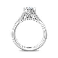 Platinum Twisted 4 Prong Diamond Engagement Setting with Hidden Halo