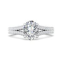 Platinum Split Shank Diamond Engagement Setting with Hidden Halo
