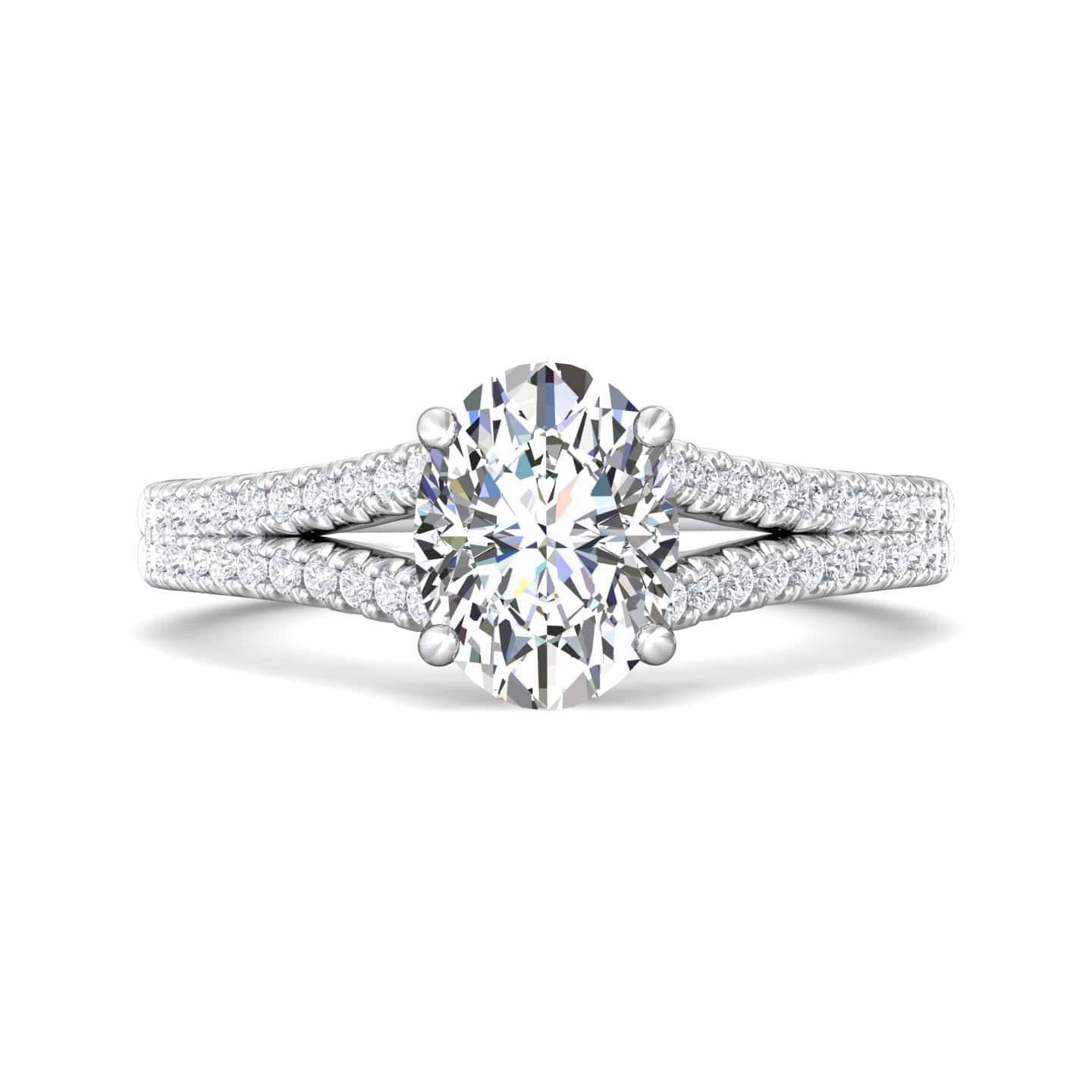 Platinum Split Shank Diamond Engagement Setting with Hidden Halo