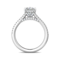 Platinum Split Shank Diamond Engagement Setting with Hidden Halo