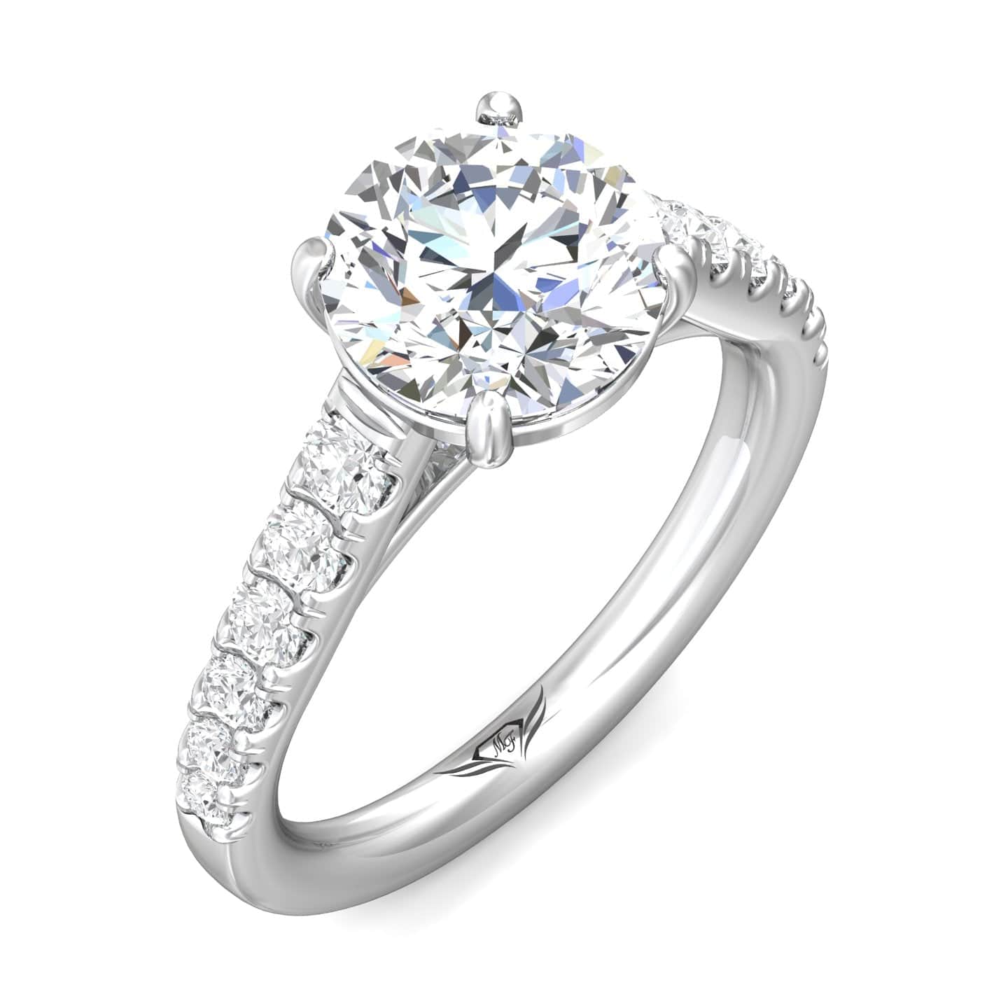 Platinum 4 Prong Cathedral Diamond Engagement Setting