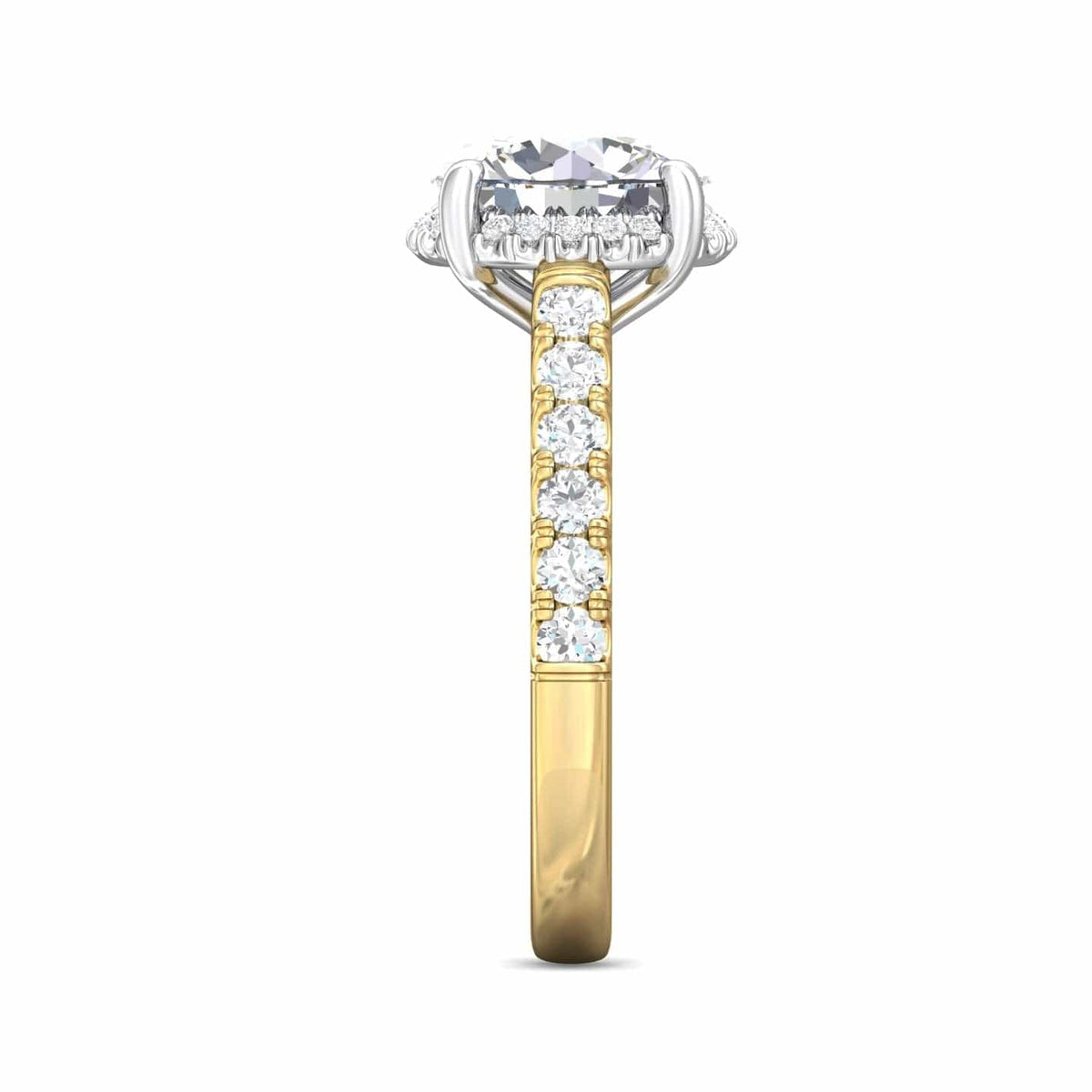 18K Yellow Gold Cathedral Mounting with Platinum Head