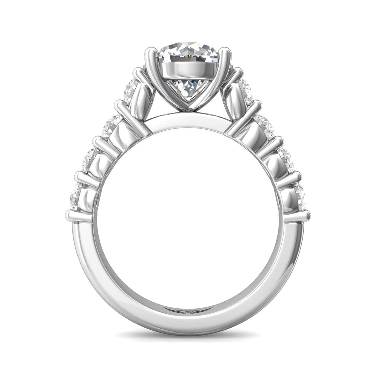 Platinum Cathedral Shared Prong Mounting with Side Diamonds