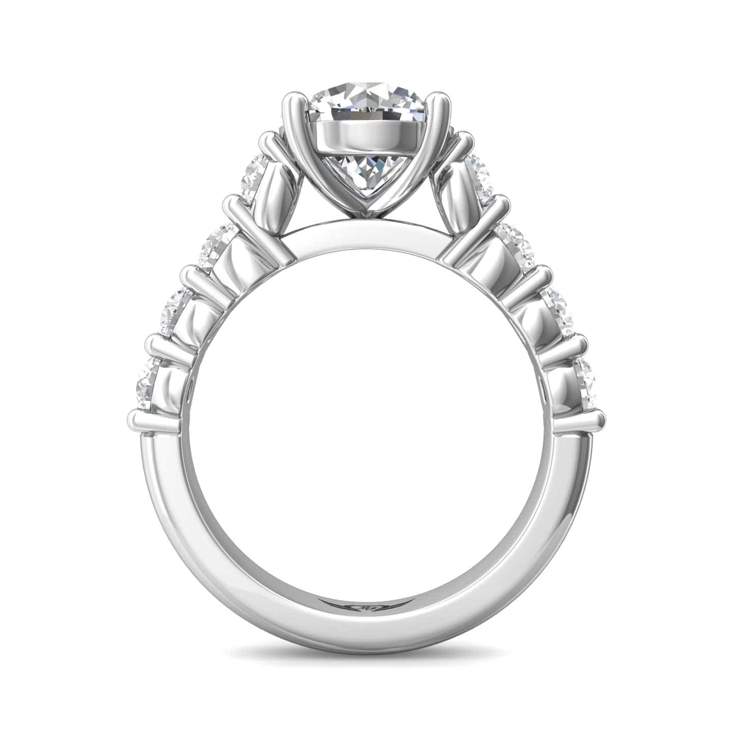 Platinum Cathedral Shared Prong Mounting with Side Diamonds