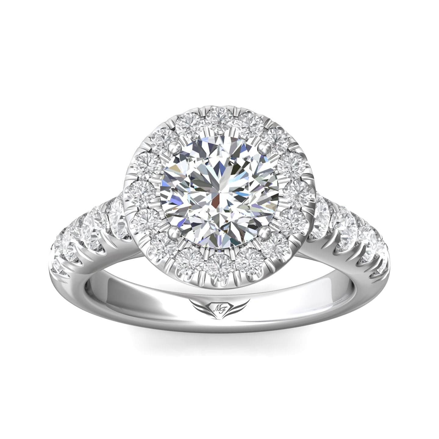 18K White Gold Diamond Halo Engagement Setting