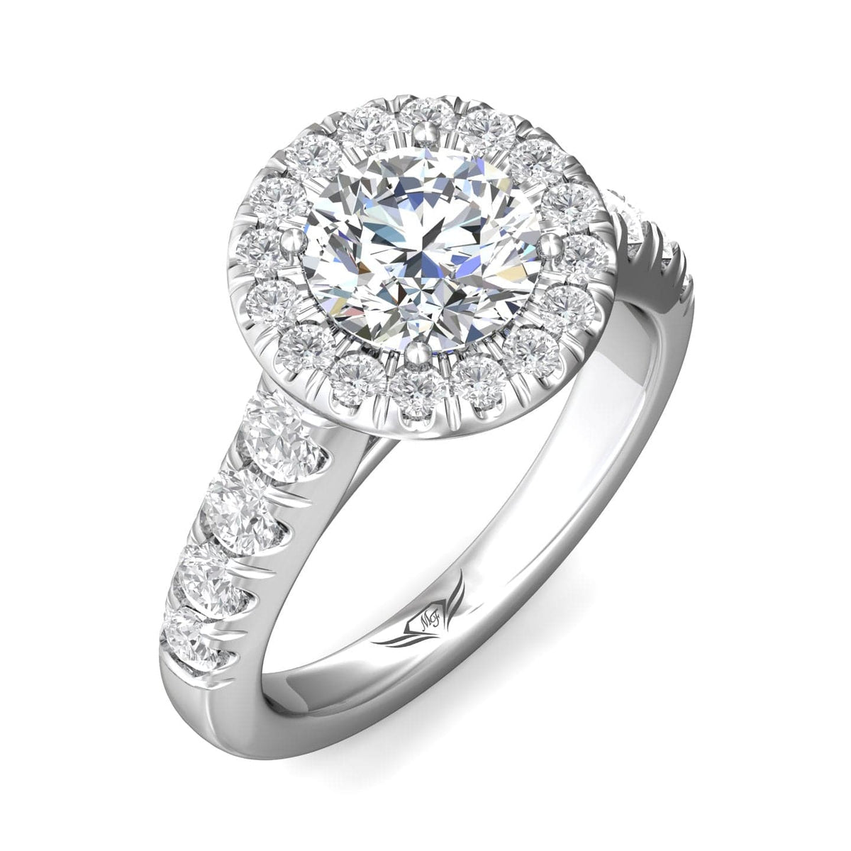 18K White Gold Diamond Halo Engagement Setting