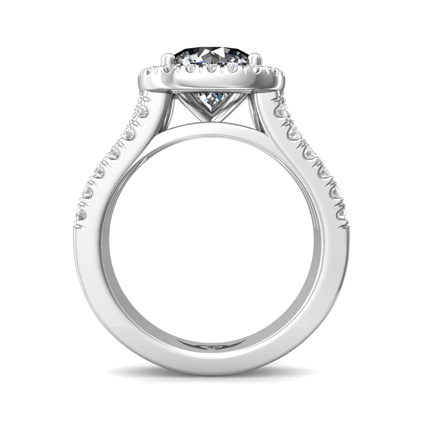 Platinum 3 Row Diamond Halo Engagement Ring Setting