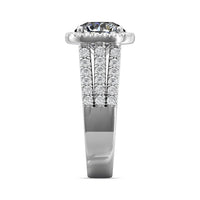 Platinum 3 Row Diamond Halo Engagement Ring Setting