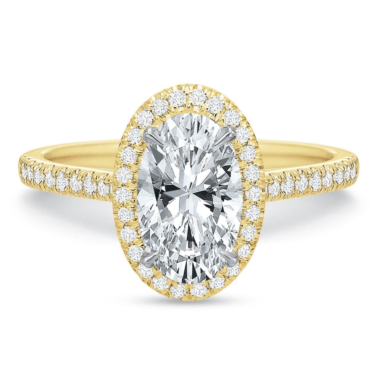 18K Yellow Gold Oval Diamond Engagement Ring Setting
