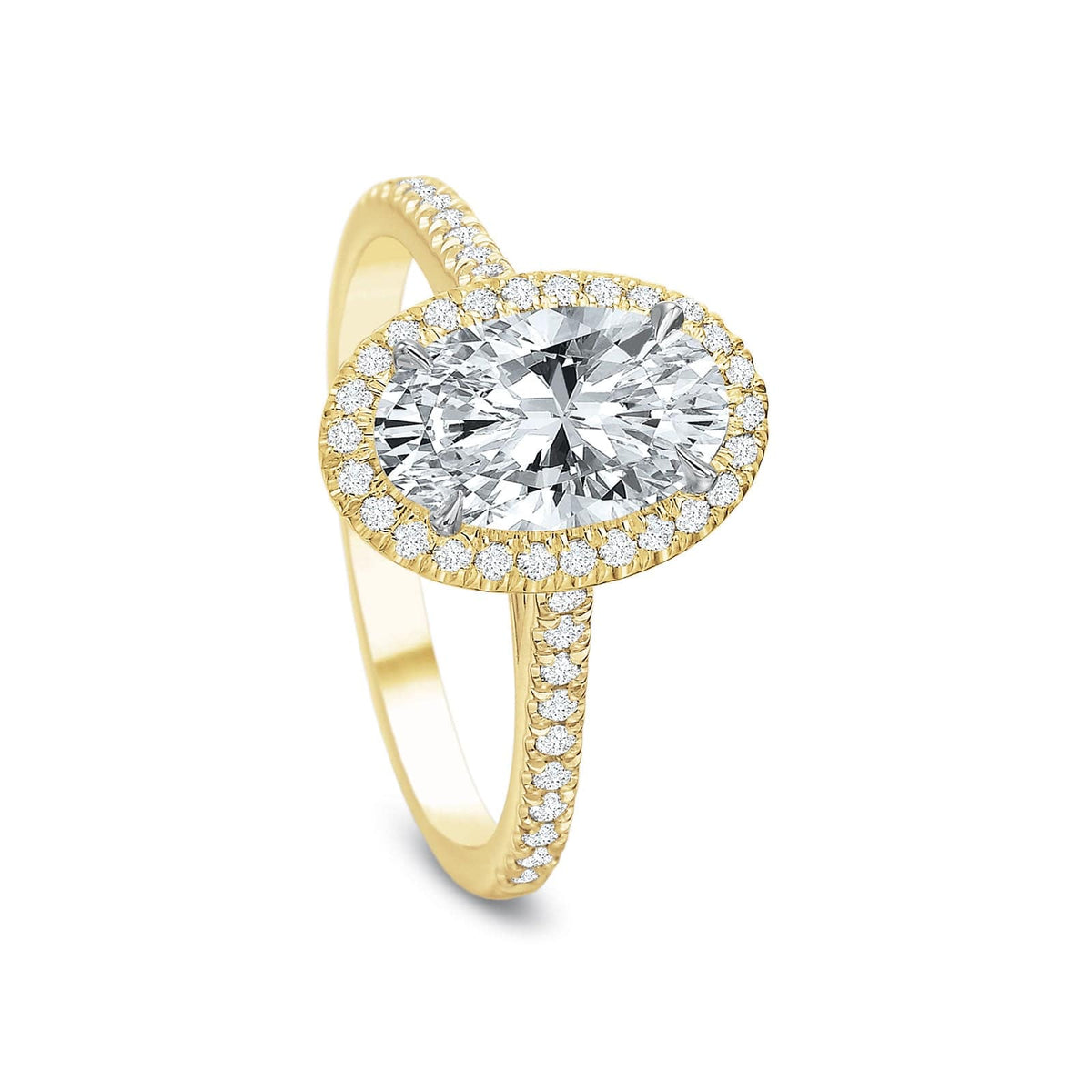 18K Yellow Gold Oval Diamond Engagement Ring Setting