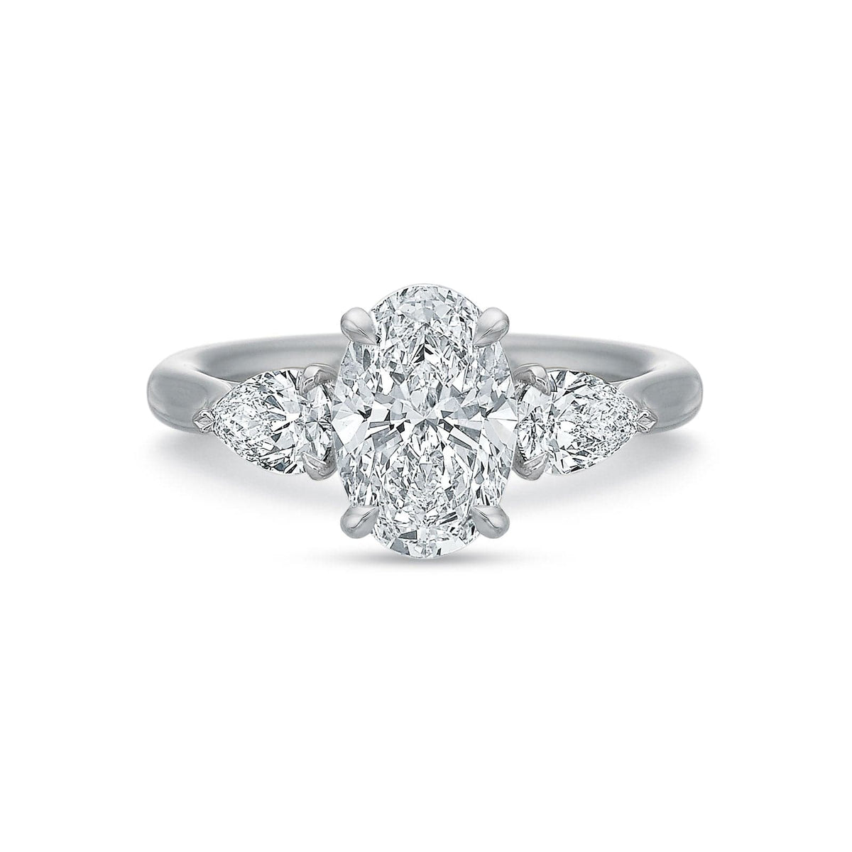 Platinum Oval Diamond with Pear Sides Engagement Ring Setting