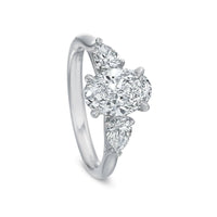 Platinum Oval Diamond with Pear Sides Engagement Ring Setting