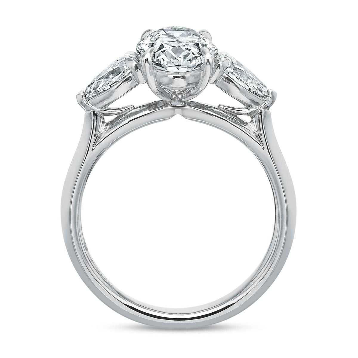 Platinum Oval Diamond with Pear Sides Engagement Ring Setting