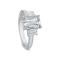 Platinum Emerald Cut Diamond with Emerald Cut Sides Engagement Ring Setting