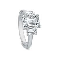 Platinum Emerald Cut Diamond with Emerald Cut Sides Engagement Ring Setting