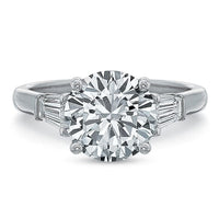 Platinum Low Profile 3 Stone Mounting Engagement Ring Setting