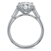 Platinum Low Profile 3 Stone Mounting Engagement Ring Setting