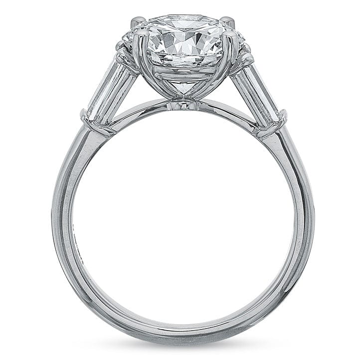 Platinum Low Profile 3 Stone Mounting Engagement Ring Setting