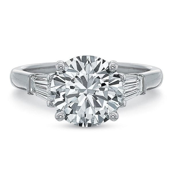 Platinum Low Profile 3 Stone Mounting Engagement Ring Setting
