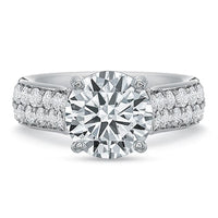 Platinum 2 Row Pave Diamond Engagement Ring Setting