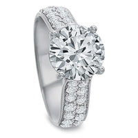 Platinum 2 Row Pave Diamond Engagement Ring Setting