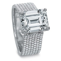 Platinum 7 Row Pave Diamond Engagement Ring Setting