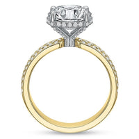 18K Yellow Gold and Platinum 4 Prong Round Center Engagement Ring Setting