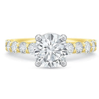 18K Yellow Gold and Platinum Grand Aire Round Center Engagement Ring Setting