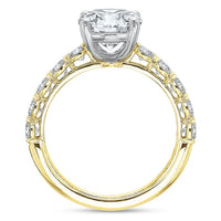18K Yellow Gold and Platinum Grand Aire Round Center Engagement Ring Setting