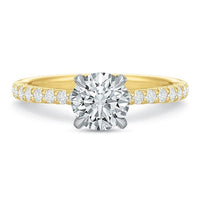 18K Yellow Gold and Platinum New Aire Round Center Engagement Ring Setting