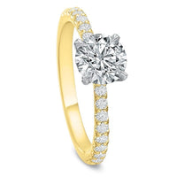 18K Yellow Gold and Platinum New Aire Round Center Engagement Ring Setting