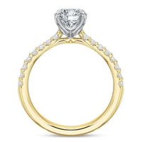 18K Yellow Gold and Platinum New Aire Round Center Engagement Ring Setting