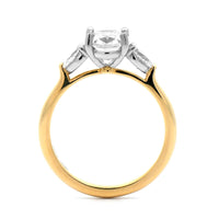 18K Yellow Gold 3 Stone Oval Center and Pear Shaped Diamond Engagement Ring Setting