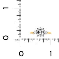 18K Yellow Gold 3 Stone Oval Center and Pear Shaped Diamond Engagement Ring Setting