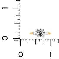 18K Yellow Gold 3 Stone Round Center and Baguette Diamond Engagement Ring Setting