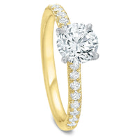 18K Yellow Gold and Platinum New Aire Round Center Engagement Ring Setting