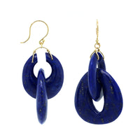 18K Yellow Gold Lapis Drop Earrings