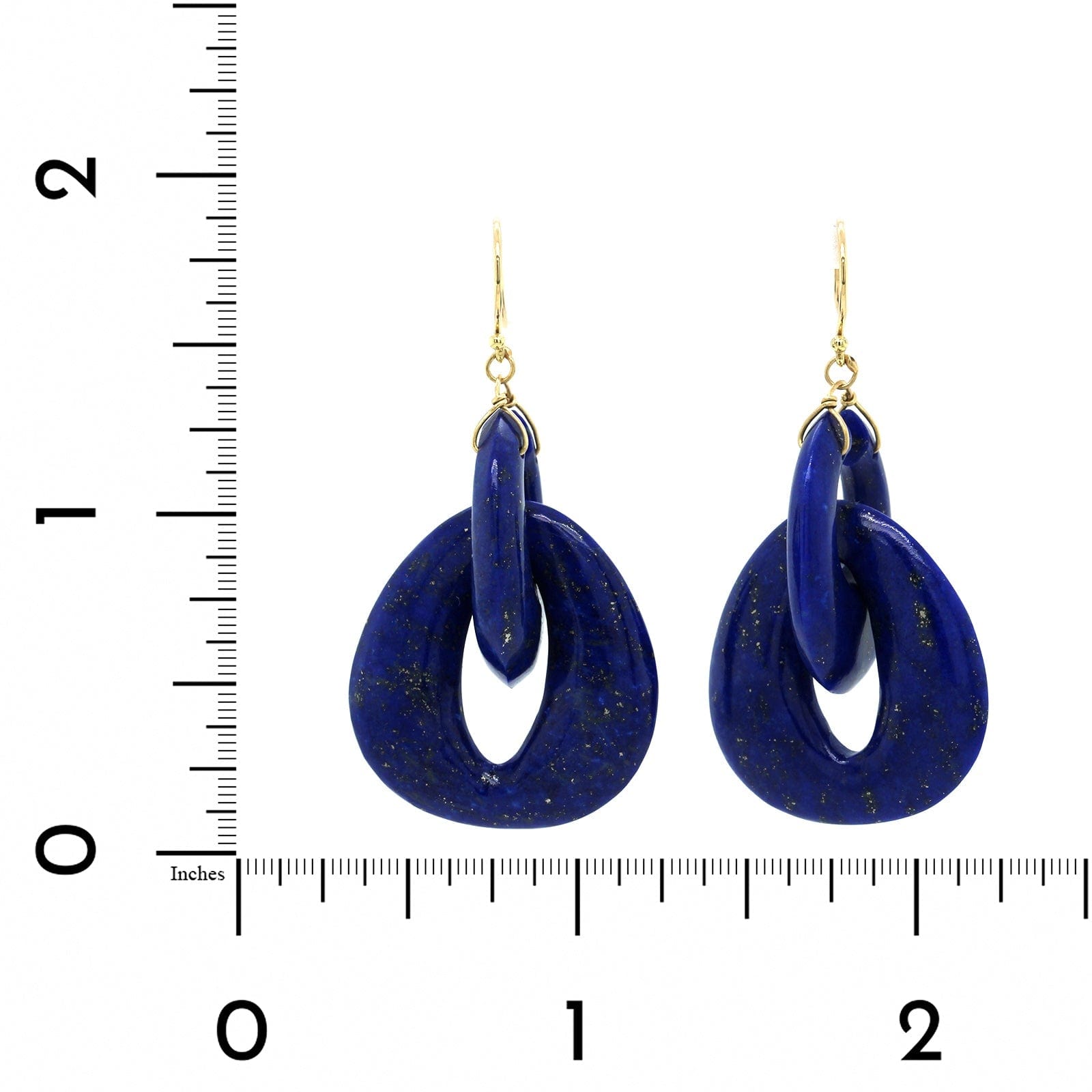 18K Yellow Gold Lapis Drop Earrings