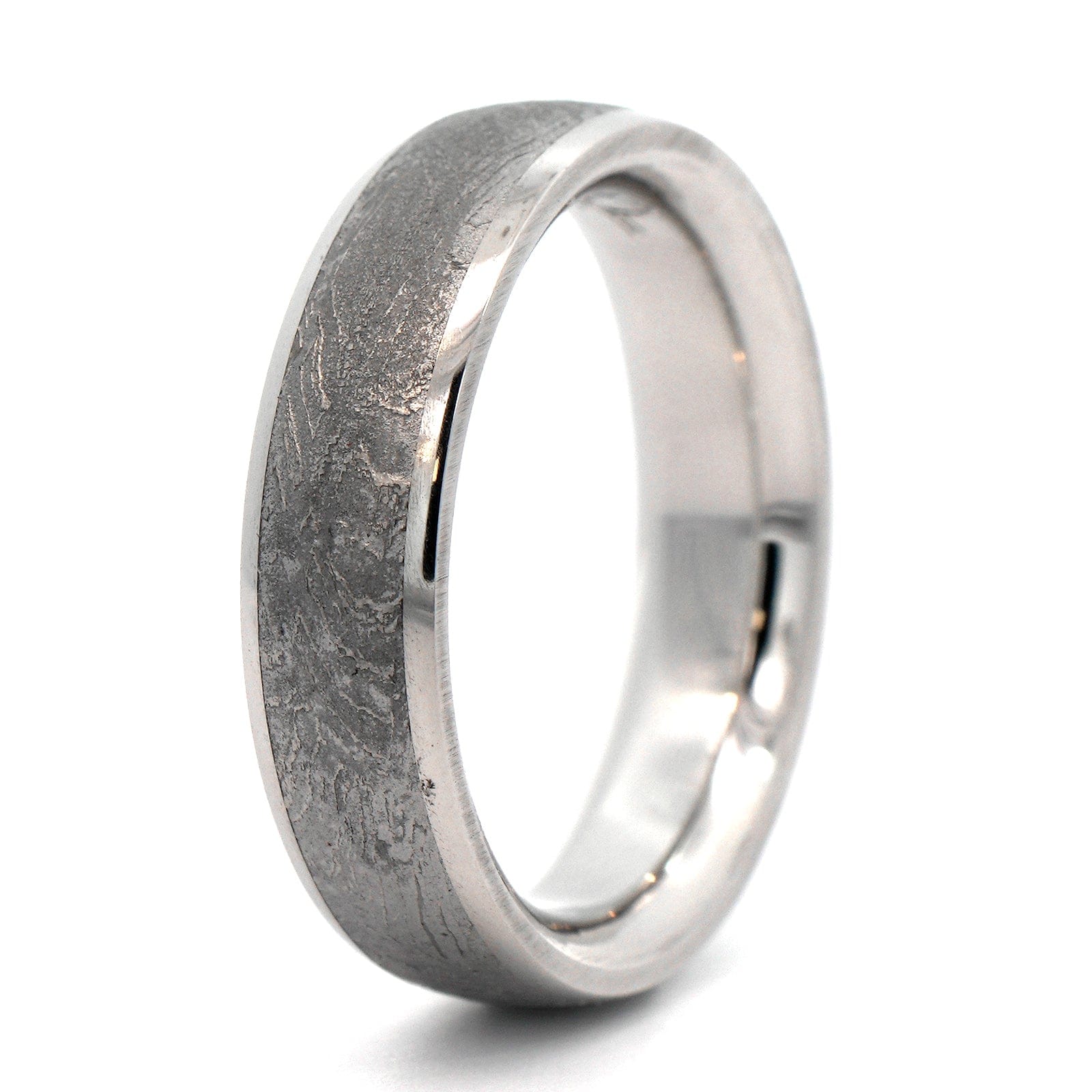 Platinum and Gibeon Meteorite Vega Patterned Wedding Band