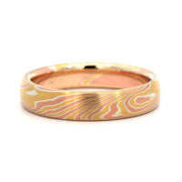 18K Yellow Gold, 14K Rose Gold, and Silver Birch Patterned Wedding Band