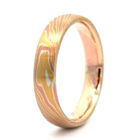 18K Yellow Gold, 14K Rose Gold, and Silver Birch Patterned Wedding Band