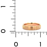 18K Yellow Gold, 14K Rose Gold, and Silver Birch Patterned Wedding Band