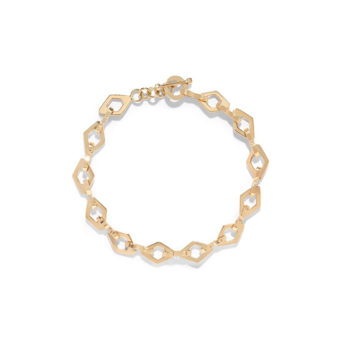 Azlee 18K Yellow Gold Heavy Lozenge Link Chain Bracelet