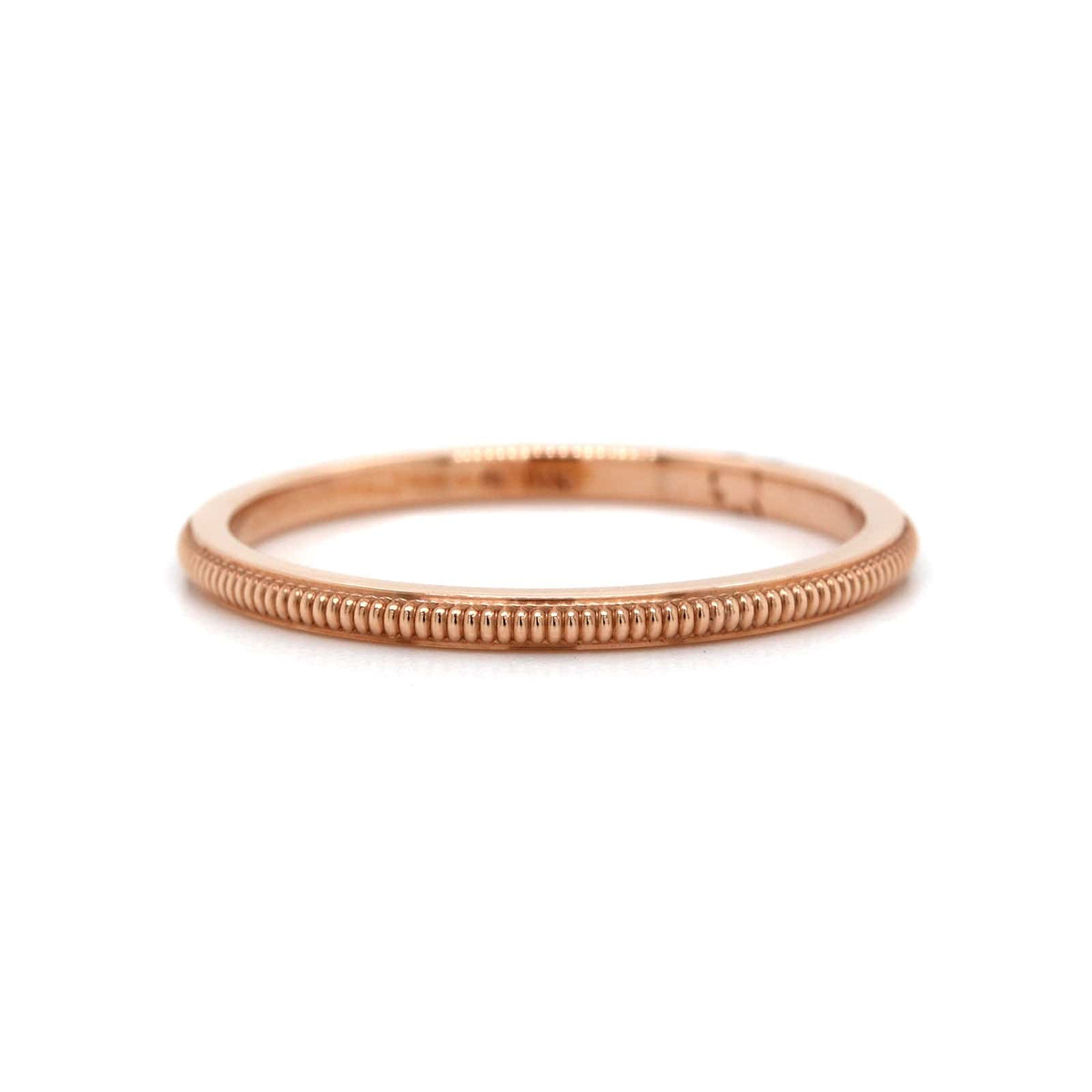 14K Rose Gold Raised Milgrain Band