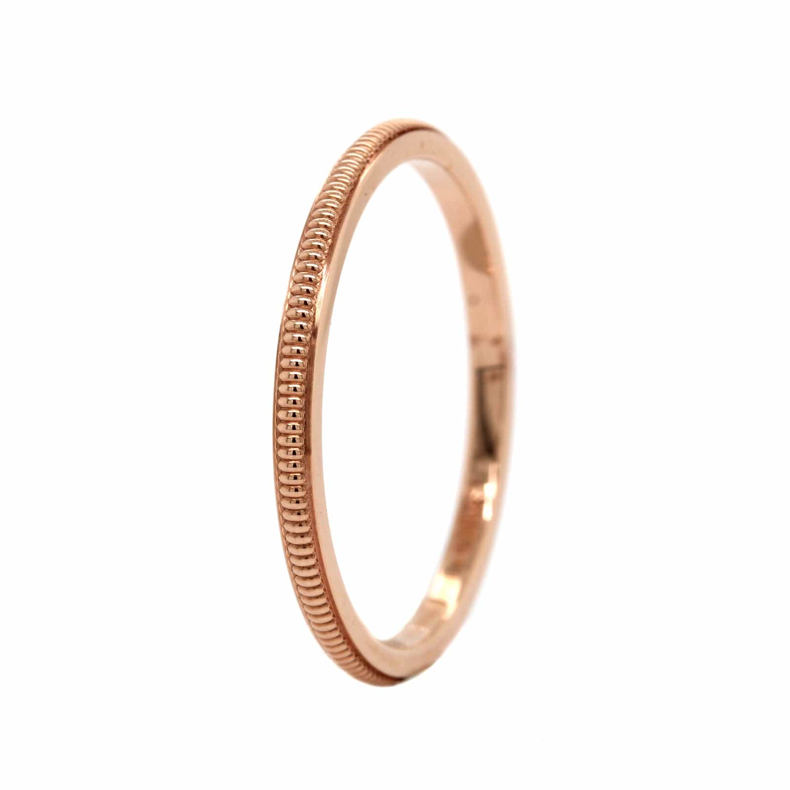 14K Rose Gold Raised Milgrain Band