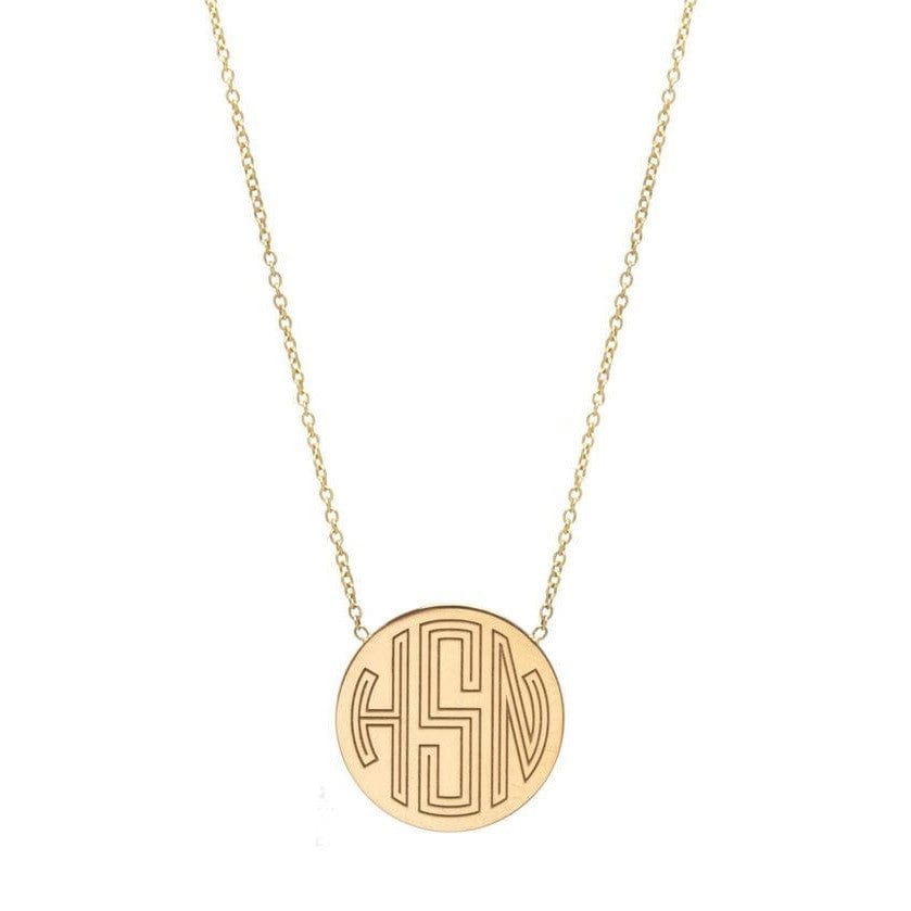 Zoe Chicco 14K Yellow Gold Round Monogrammed Disc Necklace