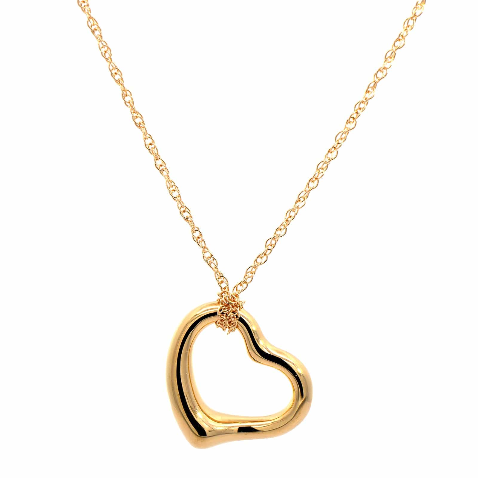 14K Yellow Gold Open Heart Pendant Necklace